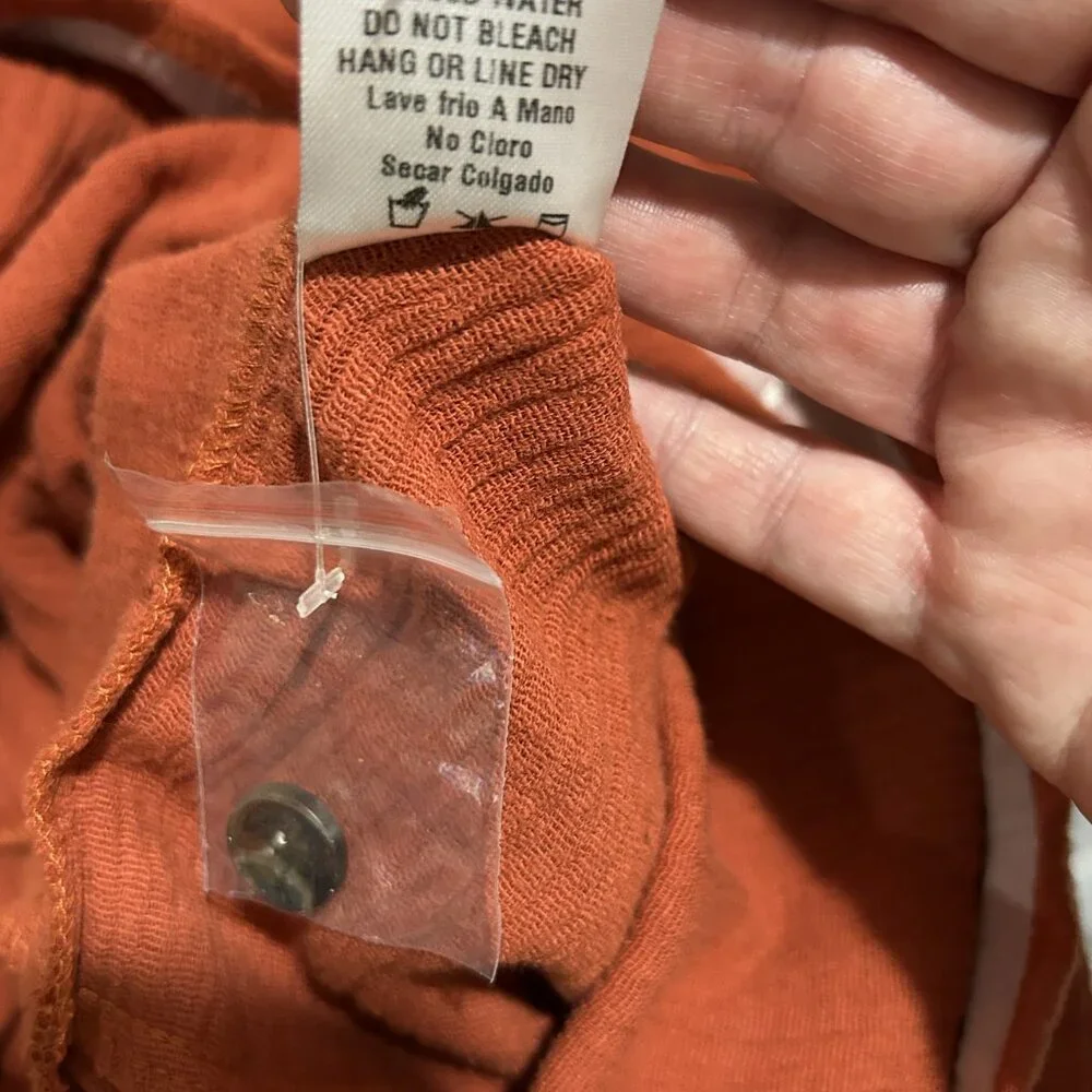 Tea n Rose Burnt Orange Utility/Boho/Minimalist Jumpsuit XL 100% Cotton NWOT - Picture 9 of 12